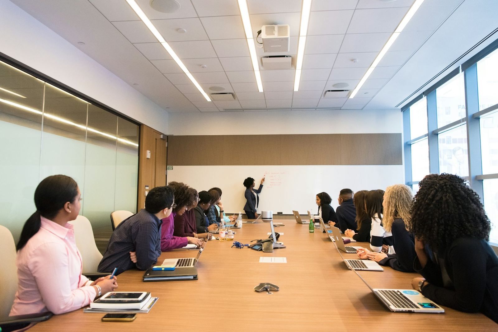 A leadership team in a boardroom