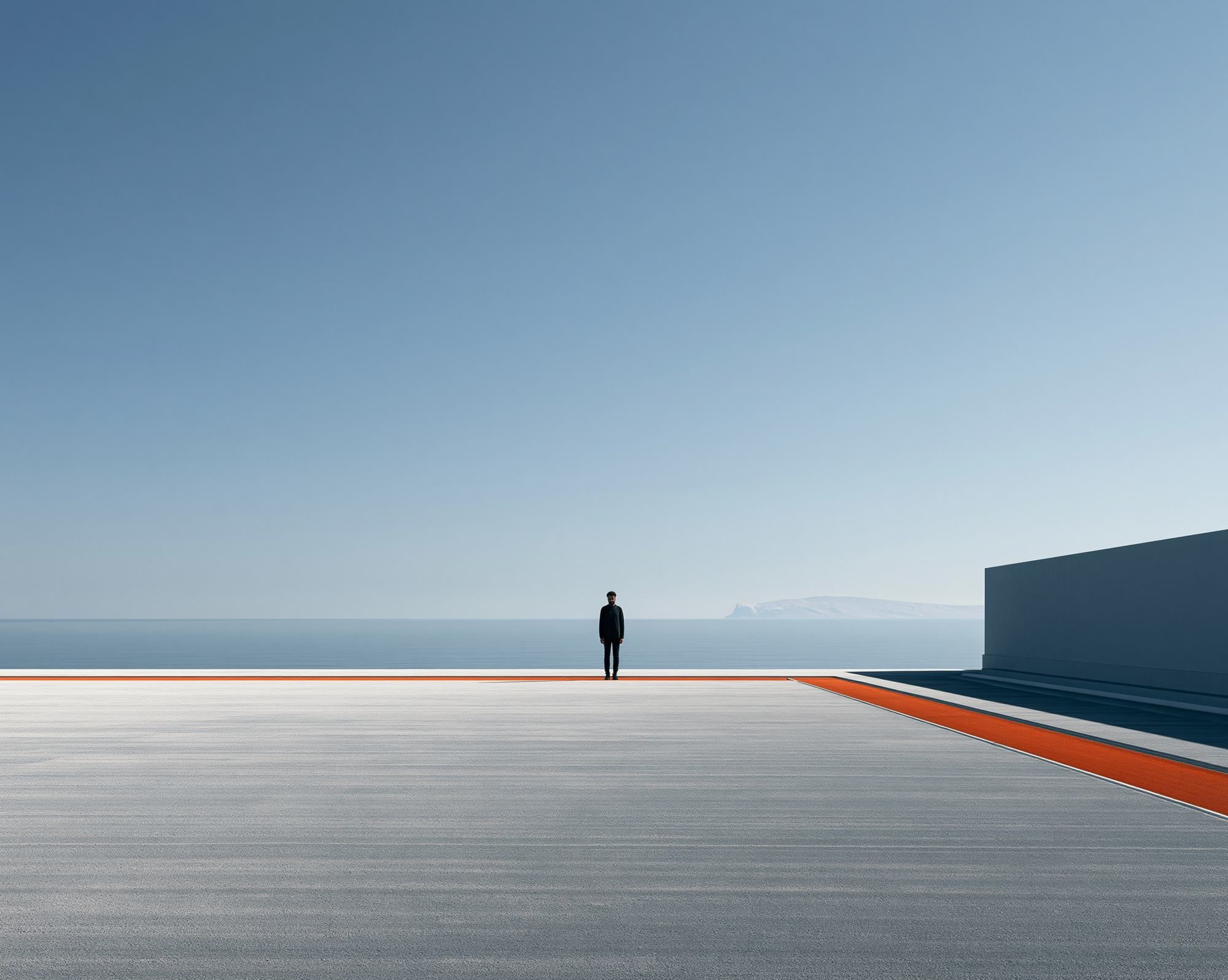 A figure at a long horizon line